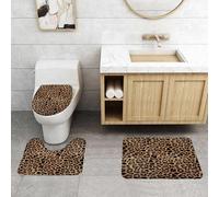 EMCLKS 3 Pieces Bath Mat Set,Machine Washable & Non Slip Bath Mats for Bathroom Set,Soft Superfine fiber Bathroom Rugs Mat,Leopard skin pattern design for print seamless work