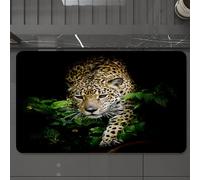 EMCLKS Bath Mat 60x90 cm,Extra Soft Absorbent Microfiber,Non-Slip Washable Rugs for Shower Floor,Animal, a majestic spotted jaguar through lush greenery，Staring around in t,Bathmat Accessories Decor