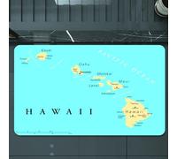 EMCLKS Bath Mat 60x90 cm,Extra Soft Absorbent Microfiber,Non-Slip Washable Rugs for Shower Floor,Hawaiian Decorations,Map of Hawaii Islands with Capital Honolu,Bathmat Accessories Decor