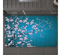EMCLKS Bath Mat 60x90 cm,Extra Soft Absorbent Microfiber,Non-Slip Washable Rugs for Shower Floor,Teal Pink Blossoms by,Leaves and Plants Spring Japanese Sakura Flowers in,Bathmat Accessories Decor