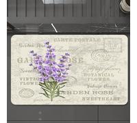 EMCLKS Bath Mat 60x90 cm,Extra Soft Absorbent Microfiber,Non-Slip Washable Rugs for Shower Floor,The lavender elegant card. Label with lavender flowers.,Bathmat Accessories Decor