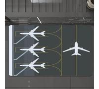 EMCLKS Bath Mat 60x90 cm,Extra Soft Absorbent Microfiber,Non-Slip Washable Rugs for Shower Floor,Three planes docked on jet bridges and a taxiway highlight airport operatio,Bathmat Accessories Decor