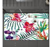EMCLKS Bath Mat 60x90 cm,Extra Soft Absorbent Microfiber,Non-Slip Washable Rugs for Shower Floor,Watercolor flower, tropical wild orchid flowers with palm leaves print exot,Bathmat Accessories Decor