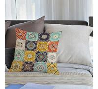 EMCLKS Cushion Double Sided Printing Throw Pillow Cover Garden Decor Home Decorate for Livingroom Couch Patio,Talavera pattern. Indian patchwork. Azulejos portugal. Turkish ornament. Moroccan,18x18in