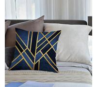EMCLKS Cushion Double Sided Printing Throw Pillow Cover Garden Decor Home Decorate for Livingroom Couch Patio,Geometric Abstract Gold Stripes Marble Dark Blue Navy Fashion,16x16in