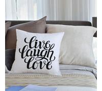 EMCLKS Cushion Double Sided Printing Throw Pillow Cover Garden Decor Home Decorate for Livingroom Couch Patio,Inspirational quote 'live laugh love'.,18x18in