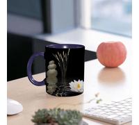 EMCLKS Funny Coffee Mug for Dad,Grandad & Men 11oz Ceramic Premium Mugs - Father’s Day Gift | Novelty Ceramic Coffee Cup | Tranquil Zen Art, Stacked Stones, Wheat Stems and Floating White Lotus on re