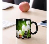 EMCLKS Funny Coffee Mug for Dad,Grandad & Men 11oz Ceramic Premium Mugs - Father’s Day Gift | Novelty Ceramic Coffee Cup | Zen Basalt Stones and Orchid on The Wood