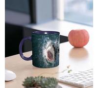 EMCLKS Funny Coffee Mug for Dad,Grandad & Men 11oz Ceramic Premium Mugs - Father’s Day Gift | Novelty Ceramic Coffee Cup | Great White Shark, T and Big White Shark with Open Mouth, Great White Sharks