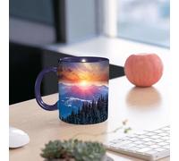 EMCLKS Funny Coffee Mug for Dad,Grandad & Men 11oz Ceramic Premium Mugs - Father’s Day Gift | Novelty Ceramic Coffee Cup | Winter ations, Sunset in The Mountains with Hazy Lights with Magical DAW