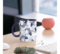 EMCLKS Funny Coffee Mug for Dad,Grandad & Men 11oz Ceramic Premium Mugs - Father’s Day Gift | Novelty Ceramic Coffee Cup | Blue and White Ink Style koi Chasing Waves Pattern