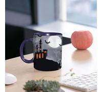 EMCLKS Funny Coffee Mug for Dad,Grandad & Men 11oz Ceramic Premium Mugs - Father’s Day Gift | Novelty Ceramic Coffee Cup | Vintage Halloween,Halloween Themed Asymmetric Caste with Scary Bats and Ghos