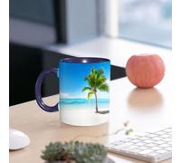 EMCLKS Funny Coffee Mug for Dad,Grandad & Men 11oz Ceramic Premium Mugs - Father’s Day Gift | Novelty Ceramic Coffee Cup | Landscape, Caribbean Maldives Beach Island sea Ocean Palm Trees Artwork prin