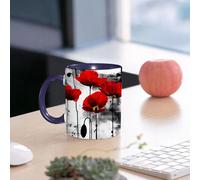 EMCLKS Funny Coffee Mug for Dad,Grandad & Men 11oz Ceramic Premium Mugs - Father’s Day Gift | Novelty Ceramic Coffee Cup | Red Poppy Art, red Poppy Flowers with Strong Colors Stand Out on White backg