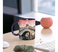 EMCLKS Funny Coffee Mug for Dad,Grandad & Men 11oz Ceramic Premium Mugs - Father’s Day Gift | Novelty Ceramic Coffee Cup | Venice Sunset, The Iconic Rialto Bridge and Gondola in The Canal, Drawn by t