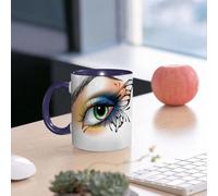 EMCLKS Funny Coffee Mug for Dad,Grandad & Men 11oz Ceramic Premium Mugs - Father’s Day Gift | Novelty Ceramic Coffee Cup | Dreamy Eyes, Female, Eyes, Makeup, Butterfly, Wings