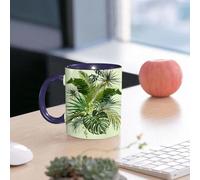 EMCLKS Funny Coffee Mug for Dad,Grandad & Men 11oz Ceramic Premium Mugs - Father’s Day Gift | Novelty Ceramic Coffee Cup | Vector Vintage sition with Exotic Leaves. Botanical Classic Illustration. Pe