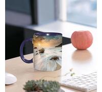 EMCLKS Funny Coffee Mug for Dad,Grandad & Men 11oz Ceramic Premium Mugs - Father’s Day Gift | Novelty Ceramic Coffee Cup | Seaside Decor, Grand Sea Waves on The Beach and Horiz