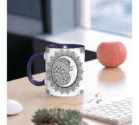 EMCLKS Funny Coffee Mug for Dad,Grandad & Men 11oz Ceramic Premium Mugs - Father’s Day Gift | Novelty Ceramic Coffee Cup | Zodiac,Intricate Boho Ethnic Mandala Form with Crescent Moon Foreground A