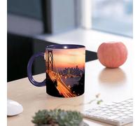 EMCLKS Funny Coffee Mug for Dad,Grandad & Men 11oz Ceramic Premium Mugs - Father’s Day Gift | Novelty Ceramic Coffee Cup | The Magnificent City Skyline Under The Setting Sun in San Francisco