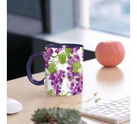 EMCLKS Funny Coffee Mug for Dad,Grandad & Men 11oz Ceramic Premium Mugs - Father’s Day Gift | Novelty Ceramic Coffee Cup | Grapes Vine. Vineyard. Fresh Hand Drawn Grape with Green Leaves.