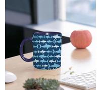 EMCLKS Funny Coffee Mug for Dad,Grandad & Men 11oz Ceramic Premium Mugs - Father’s Day Gift | Novelty Ceramic Coffee Cup | Shark Pattern Hand drawndoodle Shark.