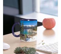 EMCLKS Funny Coffee Mug for Dad,Grandad & Men 11oz Ceramic Premium Mugs - Father’s Day Gift | Novelty Ceramic Coffee Cup | Lake and Mountains in a Snowy Landscape, Azure Lake Water, Snow-Capped Rocks