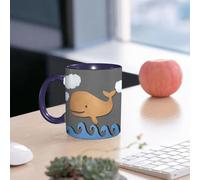 EMCLKS Funny Coffee Mug for Dad,Grandad & Men 11oz Ceramic Premium Mugs - Father’s Day Gift | Novelty Ceramic Coffee Cup | Whale, Wood Paper Like a Designed Whale in The air with a Paper-Based Whale