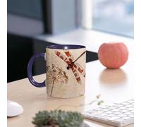 EMCLKS Funny Coffee Mug for Dad,Grandad & Men 11oz Ceramic Premium Mugs - Father’s Day Gift | Novelty Ceramic Coffee Cup | Macro Shots Beautiful Nature Scene Dragonfly.