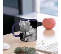 EMCLKS Funny Coffee Mug for Dad,Grandad & Men 11oz Ceramic Premium Mugs - Father’s Day Gift | Novelty Ceramic Coffee Cup | Macro of Black and White Flowers