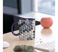 EMCLKS Funny Coffee Mug for Dad,Grandad & Men 11oz Ceramic Premium Mugs - Father’s Day Gift | Novelty Ceramic Coffee Cup | Gray Geometric Hexagonal Mosaic Decorative Painting