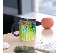 EMCLKS Funny Coffee Mug for Dad,Grandad & Men 11oz Ceramic Premium Mugs - Father’s Day Gift | Novelty Ceramic Coffee Cup | Watercolor Flower Home,Abstract Dandelion Inspired Spiral Blooms Petals Natu