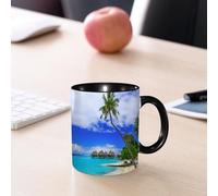 EMCLKS Funny Coffee Mug for Dad,Grandad & Men 11oz Ceramic Premium Mugs - Father’s Day Gift | Novelty Ceramic Coffee Cup | Tropical Set, overwater bungalows of The Tropical Resort, Bora Bora Island,