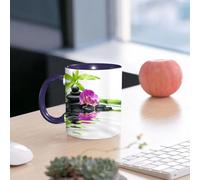 EMCLKS Funny Coffee Mug for Dad,Grandad & Men 11oz Ceramic Premium Mugs - Father’s Day Gift | Novelty Ceramic Coffee Cup | Spa, Asian Relaxation with Zen Massage Stones. Purple Orchid