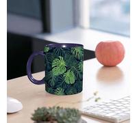 EMCLKS Funny Coffee Mug for Dad,Grandad & Men 11oz Ceramic Premium Mugs - Father’s Day Gift | Novelty Ceramic Coffee Cup | Monstera Leaves Dark Tones of Tropical，Lush Green Leaves，Exotic Series of tr