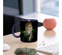 EMCLKS Funny Coffee Mug for Dad,Grandad & Men 11oz Ceramic Premium Mugs - Father’s Day Gift | Novelty Ceramic Coffee Cup | Leopard Wild Animal Safari 3D Leopard in The Forest Green Leaf Flower Vivid