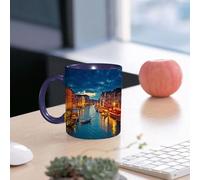 EMCLKS Funny Coffee Mug for Dad,Grandad & Men 11oz Ceramic Premium Mugs - Father’s Day Gift | Novelty Ceramic Coffee Cup | Venice Deor, Scenes of The Beach of The City of Venice, Night Architecture o