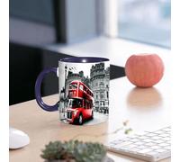EMCLKS Funny Coffee Mug for Dad,Grandad & Men 11oz Ceramic Premium Mugs - Father’s Day Gift | Novelty Ceramic Coffee Cup | Classic London Bus, a red Double-Decker Bus, with Monochrome Cityscape, Show