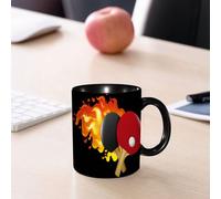 EMCLKS Funny Coffee Mug for Dad,Grandad & Men 11oz Ceramic Premium Mugs - Father’s Day Gift | Novelty Ceramic Coffee Cup | Table Tennis Logo, red and Black Rackets in Flames, captures The Passion and
