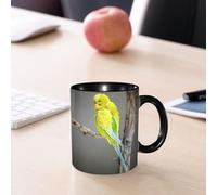 EMCLKS Funny Coffee Mug for Dad,Grandad & Men 11oz Ceramic Premium Mugs - Father’s Day Gift | Novelty Ceramic Coffee Cup | Yellow and Green, Tiger-Striped Parrot, Refreshing and Cute pet Bird