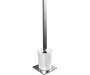Emco Art Toilet Brush Set, Container Crystal Glass Satin, Handle, Wall Model, Chrome, Metal Plated, Gray, One Size