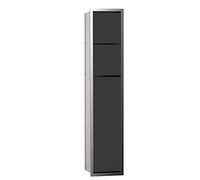 Emco Asis 150 975027950 Flush-Mounted Bathroom Cabinet for Toilet, Wet Wipes, Chrome/Black, Built-in Cabinet, Door Hinge Selectable, Metal, One Size