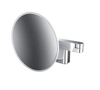 Emco EVO LED Cosmetic and Shaving Mirror on Double Articulated Arm Round Vanity Mirror with Lighting for Wall Mounting, Dimmable Magnifying Mirror (3x), Chrome Without Cable