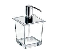 Emco liaison liquid soap dispenser for railing, crystal glass clear, dosing pump metal, approx. 365 ml, chrome-plated