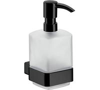 Emco Loft 52113301 Liquid Soap Dispenser (Container Crystal Glass Satined, Height 160 mm, Width 70 mm) Pump Head Plastic Black