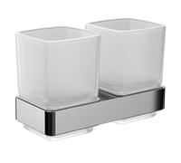 Emco Loft 52500100 Double Glass Holder (Satin Crystal Glass, Chrome Holder, Toothbrush Holder) Normal