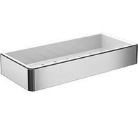 Emco Loft Screw-On Sponge Basket with Removable Plastic Insert, Aluminium & Plastic Shower Caddy for Bathroom Utensils, Chrome/White