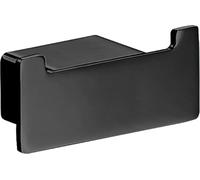 Emco LOFT Wall Mounted Double Hooks, Easy Care Aluminium Hanger for 2 Towels, Minimalist Screw Towel Hook, Black