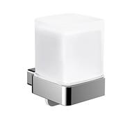 Emco LOFT Wall Mounted Soap Dispenser, Metal and Crystal Glass, Liquid Soap Dispenser with Bottom Actuation, Chrome and Satin Finish