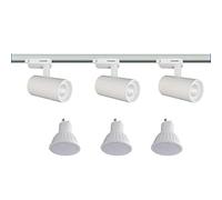 Emco Mains Single Circuit 1.5m Track + 3X GU10 Spotlight with 5w LED Bulb 3 Spot Light